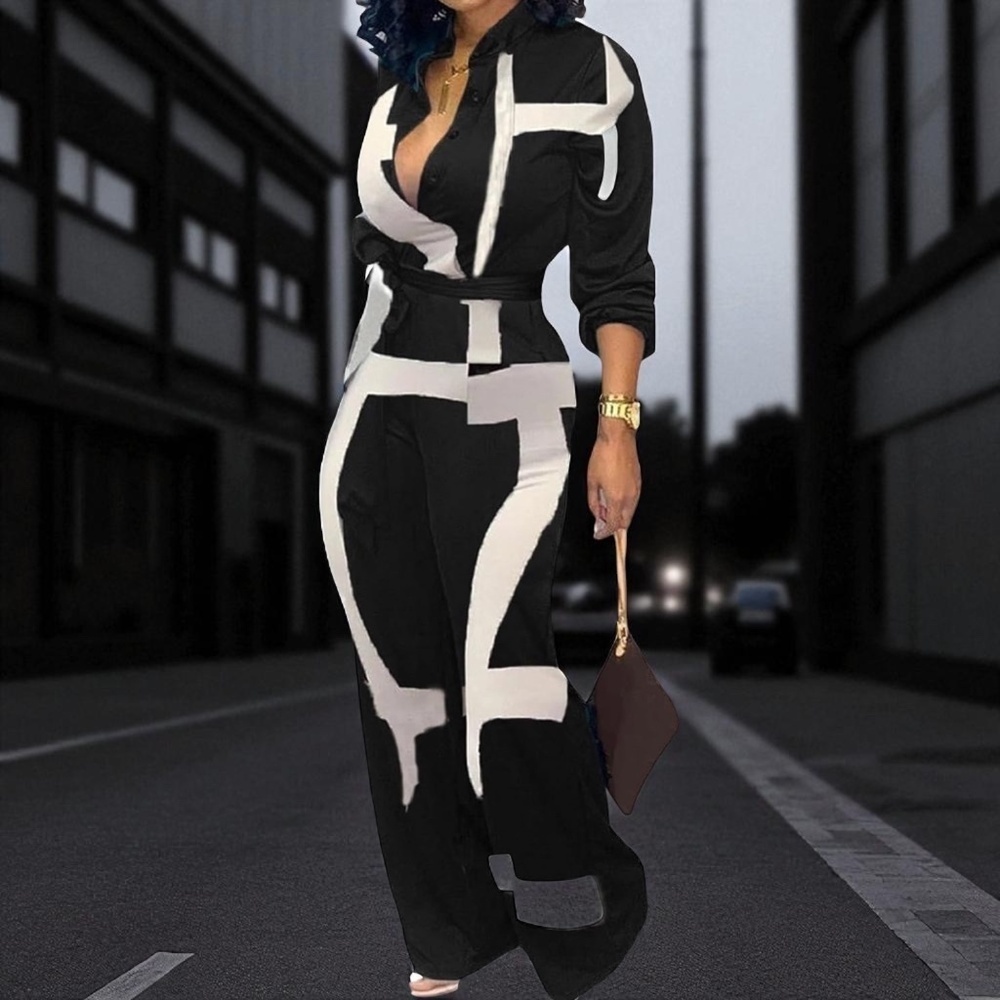 NWT SeNight Black & White Statement Jumpsuit Small